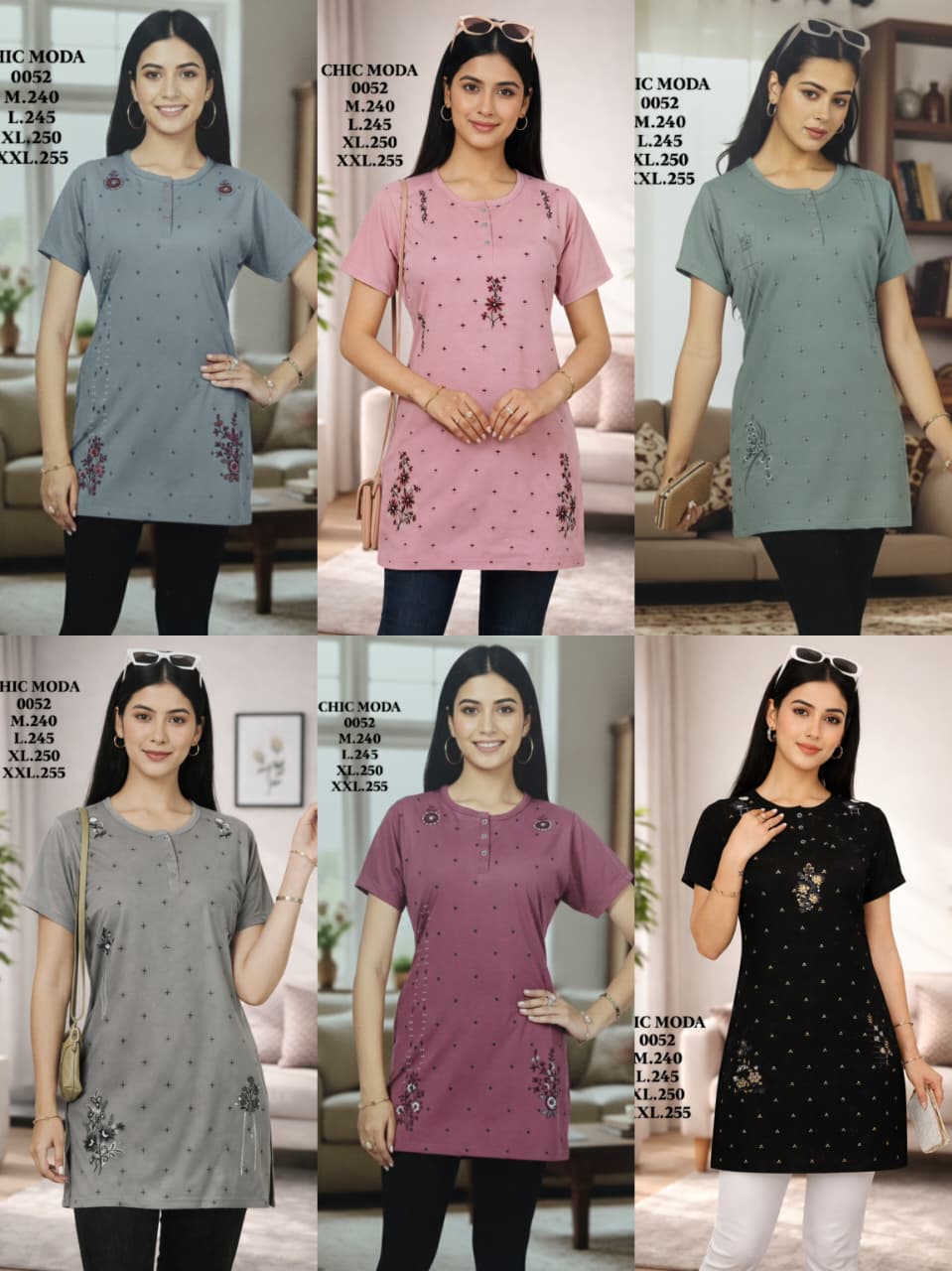 CHIC MODA-LONG TOP-0052